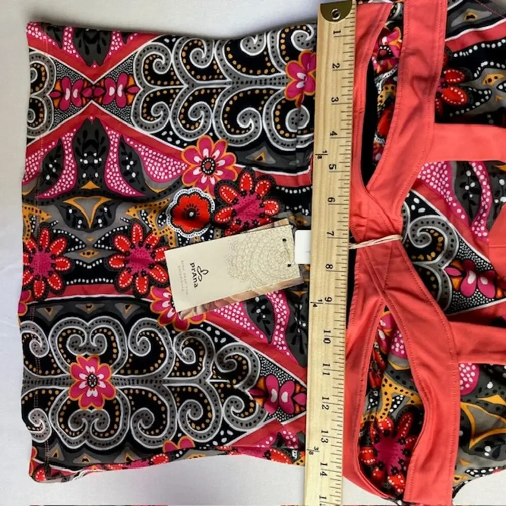 prAna Coral Malibu Shiloh Top L Shelf Bra Paisley Floral Yoga Activewear Workout - Picture 5 of 9